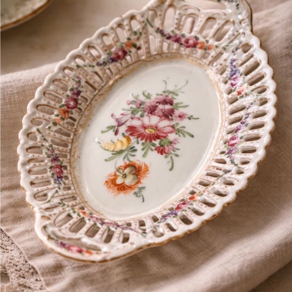 Other - Floral Dresden Porcelain Decorative Dish